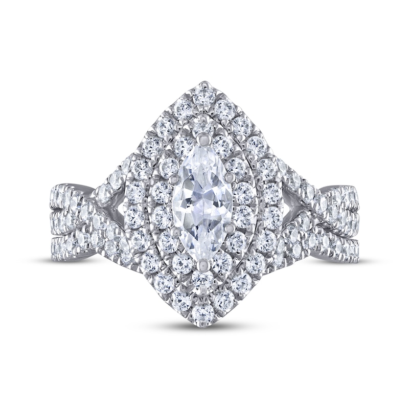 THE LEO Legacy Lab-Created Diamond Marquise-Cut Double Halo Bridal Set 1 3/8 ct tw 14K White Gold