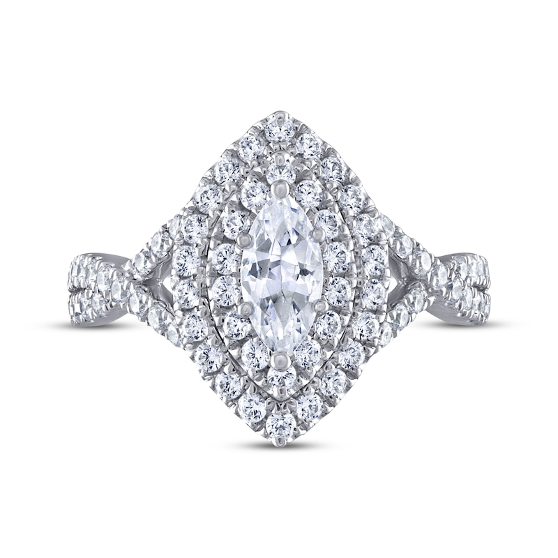 THE LEO Legacy Lab-Created Diamond Marquise-Cut Double Frame Twist Engagement Ring 1-1/4 ct tw 14K White Gold