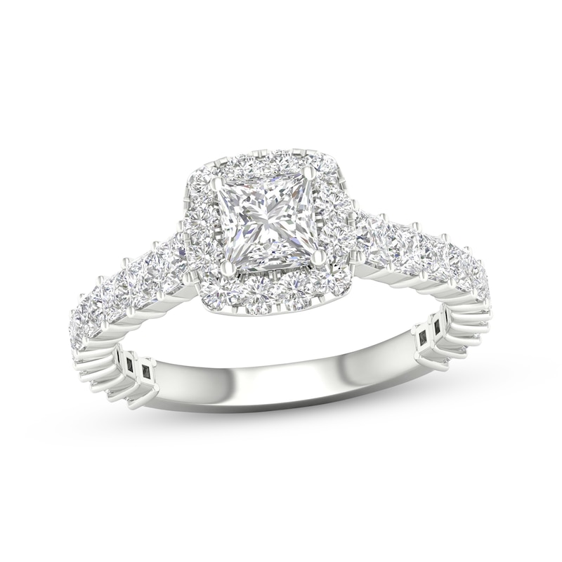 Main Image 1 of Now + Forever Princess & Round-Cut Engagement Ring 1-5/8 ct tw 14K White Gold