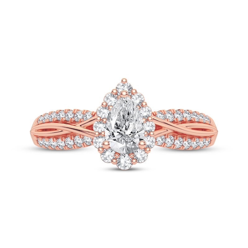 Main Image 3 of Now + Forever Pear-Shaped & Round-Cut Diamond Engagement Ring 3/8 ct tw 14K Rose Gold