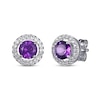 Thumbnail Image 3 of Round-Cut Amethyst & White Lab-Created Sapphire Stud & Hoop Earrings Gift Set Sterling Silver
