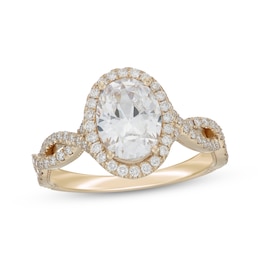 Neil Lane Artistry Oval-Cut Lab-Grown Diamond Halo Engagement Ring 2-1/2 ct tw 14K Yellow Gold