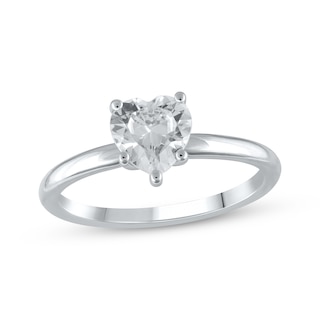 Lab-Grown Diamonds Heart-Shaped Solitaire Ring 1 ct tw 14K White Gold (F/SI2)