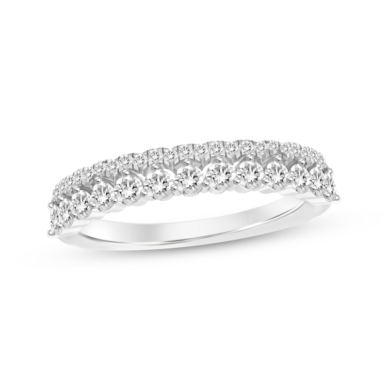 Main Image 1 of Now + Forever Diamond Double-Row Scalloped Wedding Band 1/2 ct tw 14K White Gold