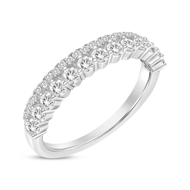 Main Image 2 of Now + Forever Diamond Double-Row Scalloped Wedding Band 1/2 ct tw 14K White Gold