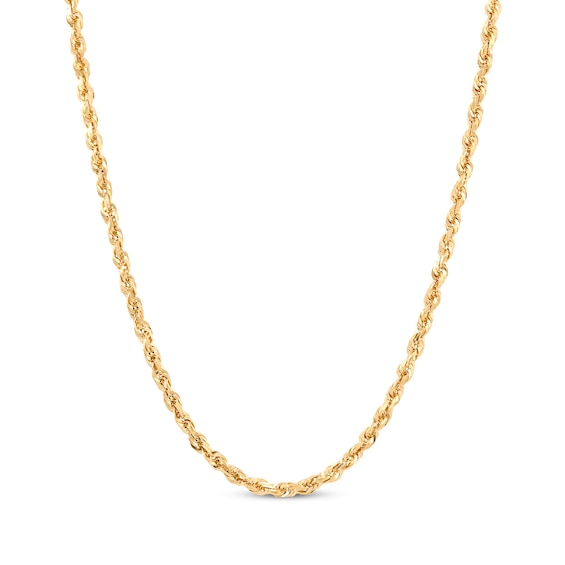 Glitter Rope Chain Necklace 3.8mm Solid 10K Yellow Gold 22"