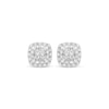 Thumbnail Image 1 of Princess-Cut Diamond Quad Cushion-Shaped Double Frame Stud Earrings 1/4 ct tw 10K White Gold