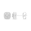 Thumbnail Image 2 of Princess-Cut Diamond Quad Cushion-Shaped Double Frame Stud Earrings 1/4 ct tw 10K White Gold