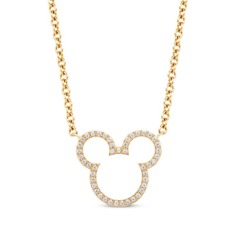 Disney Treasures Mickey Mouse Diamond Necklace 1/6 ct tw 10K Yellow Gold 18"