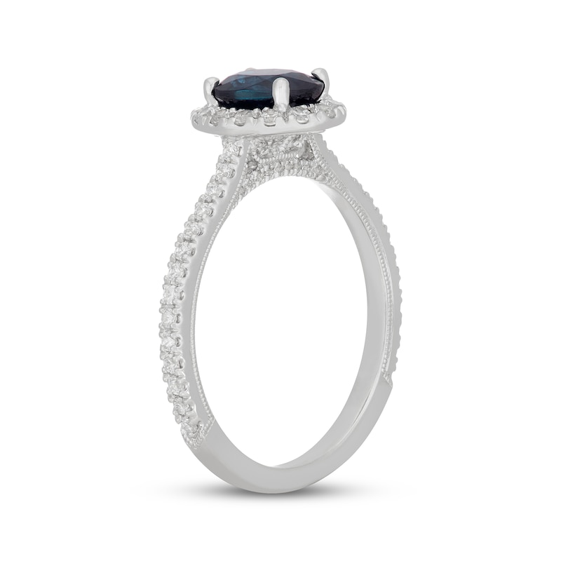 Main Image 5 of Neil Lane Oval-Cut Natural Blue Sapphire & Diamond Engagement Ring 1/2 ct tw 14K White Gold
