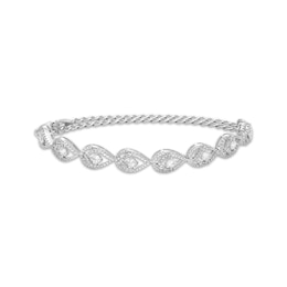 Love Entwined Diamond Adjustable Teardrop-Link Tennis Bracelet 1 ct tw 10K White Gold 9”
