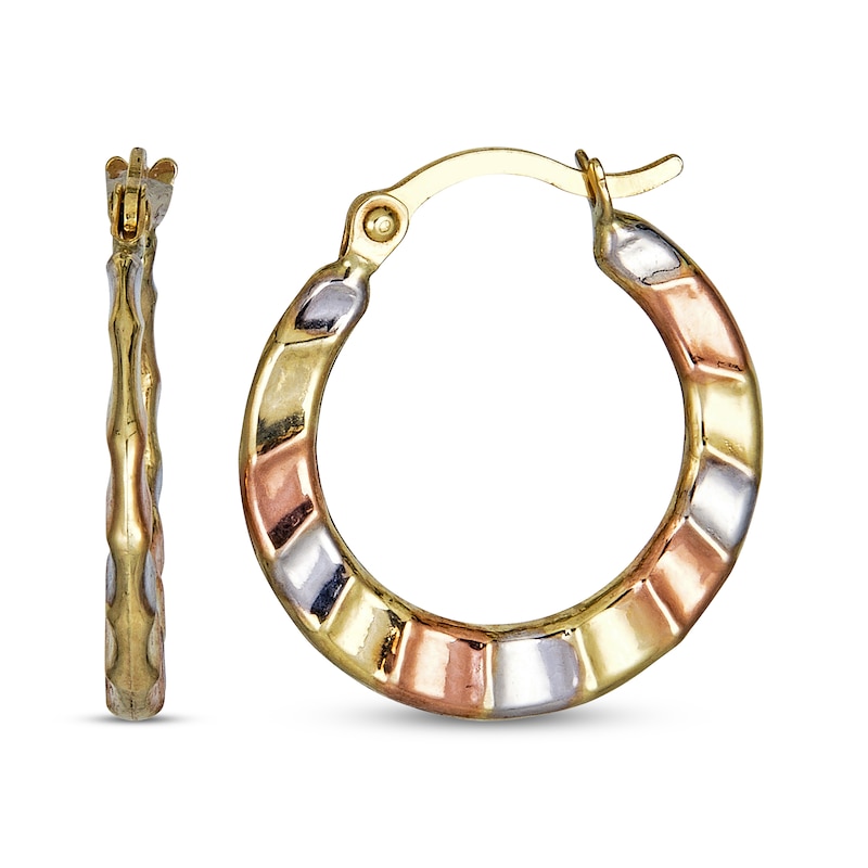 Main Image 1 of Hollow Hoop Earrings 14K Yellow Gold & 14K Rose & White Gold Plating