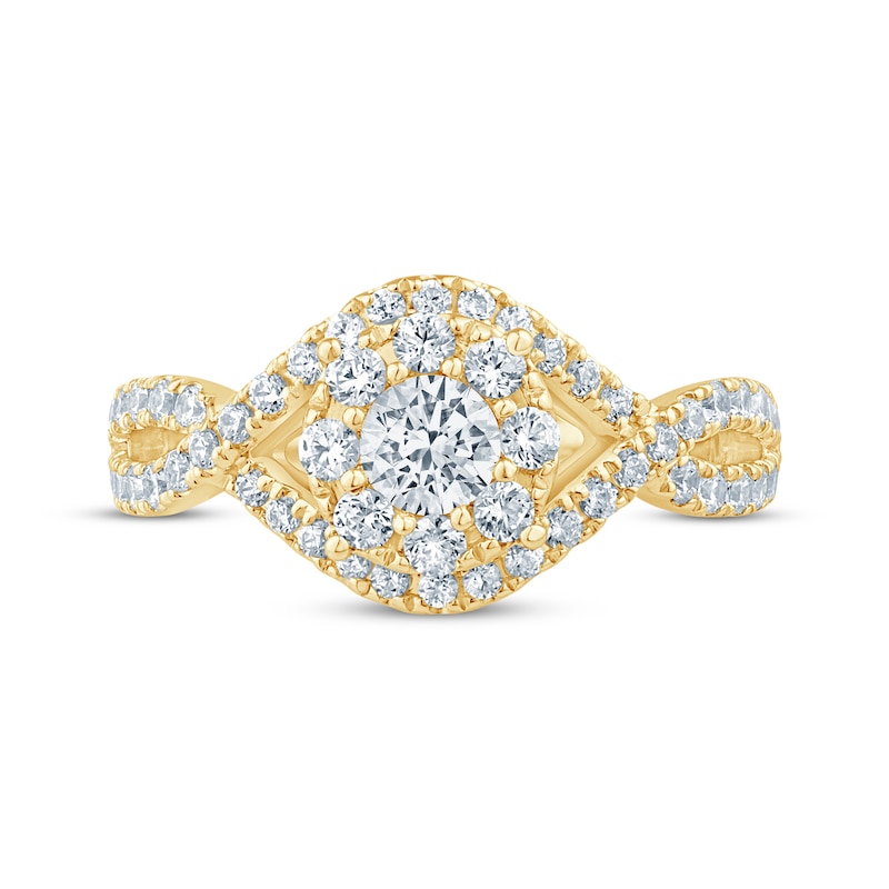 Main Image 3 of Now + Forever Round-Cut Diamond Halo Engagement Ring 1 ct tw 14K Yellow Gold