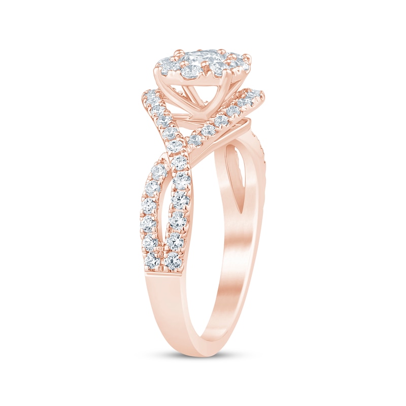 Main Image 2 of Now + Forever Round-Cut Diamond Halo Engagement Ring 1 ct tw 14K Rose Gold