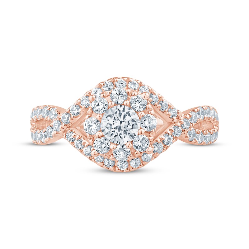 Round-Cut Diamond Halo Engagement Ring 1 ct tw 14K Rose Gold | Kay