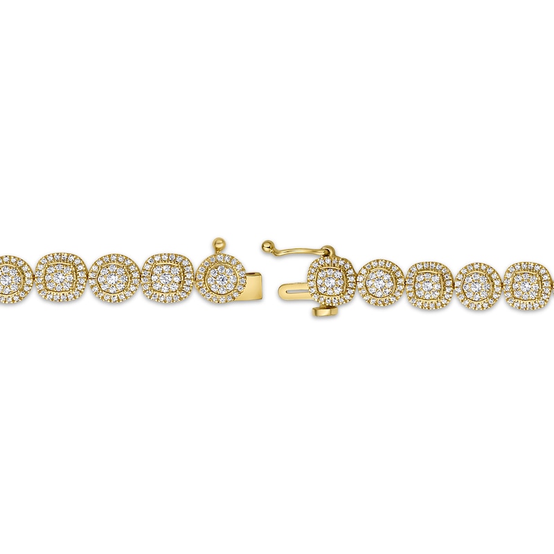 Main Image 3 of Diamond Circle & Cushion Link Bracelet 3 ct tw 10K Yellow Gold 7"