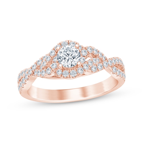Round-Cut Diamond Bypass Engagement Ring 3/4 ct tw 14K Rose Gold