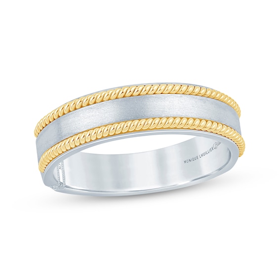 Monique Lhuillier Bliss Men's Diamond Accent Wedding Ring 18K Two-Tone Gold