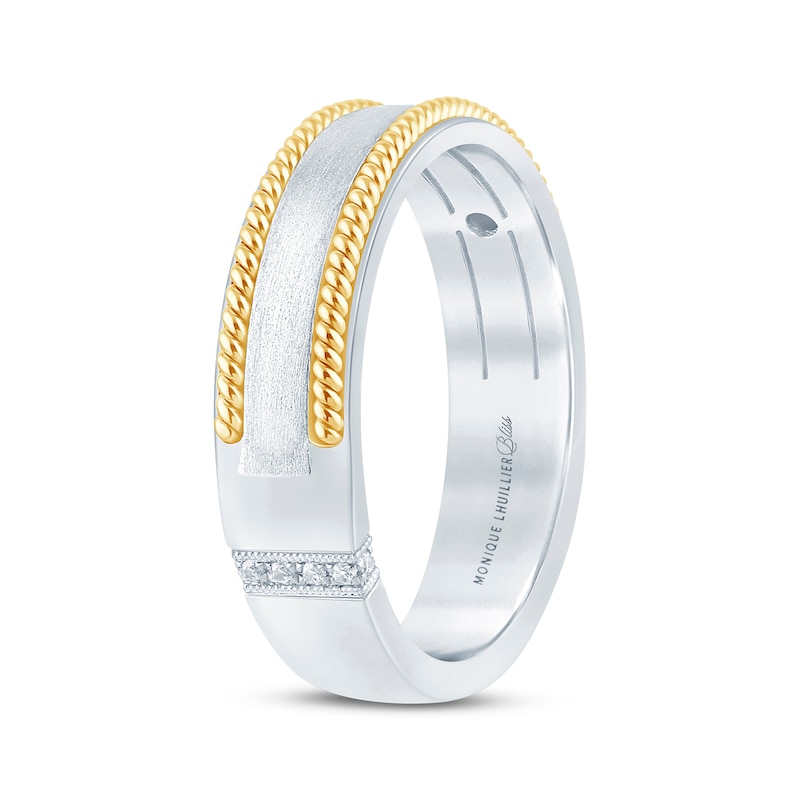 Main Image 2 of Monique Lhuillier Bliss Men's Diamond Accent Wedding Ring 18K Two-Tone Gold