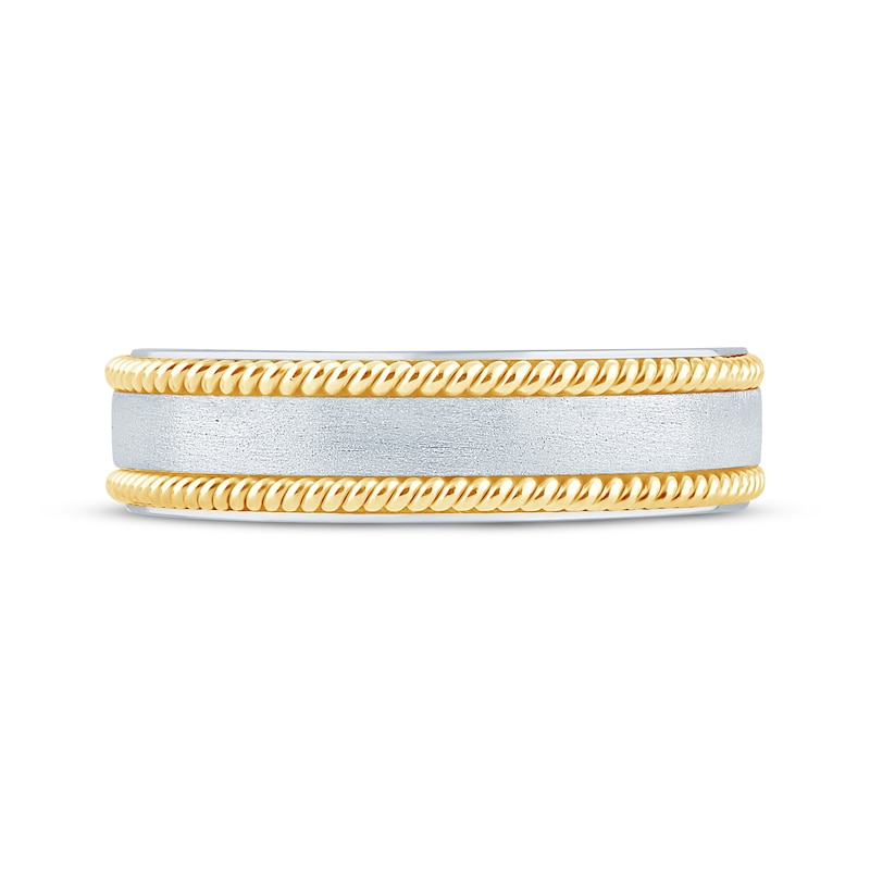 Main Image 4 of Monique Lhuillier Bliss Men's Diamond Accent Wedding Ring 18K Two-Tone Gold