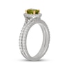 Thumbnail Image 2 of Neil Lane Oval-Cut Peridot & Diamond Halo Bridal Set 5/8 ct tw 14K White Gold