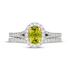 Thumbnail Image 3 of Neil Lane Oval-Cut Peridot & Diamond Halo Bridal Set 5/8 ct tw 14K White Gold