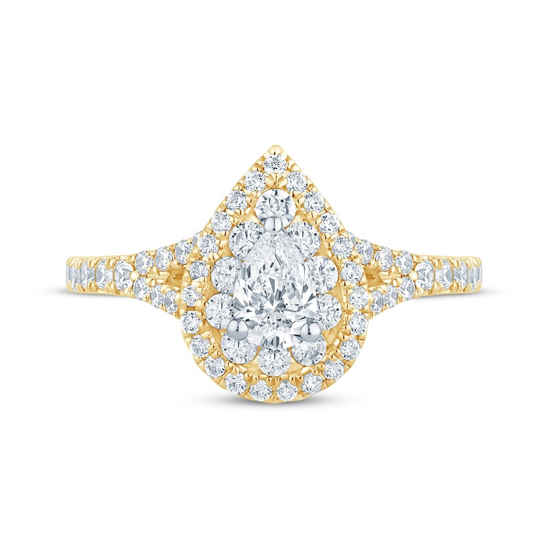 Main Image 3 of Now + Forever Pear-Shaped Diamond Double Frame Engagement Ring 1 ct tw 14K Yellow Gold