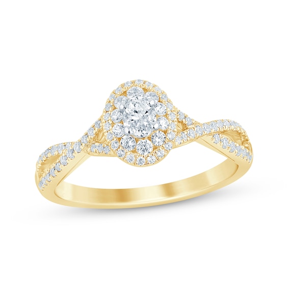 Now + Forever Oval-Cut Diamond Engagement Ring 1/2 ct tw 14K Yellow Gold