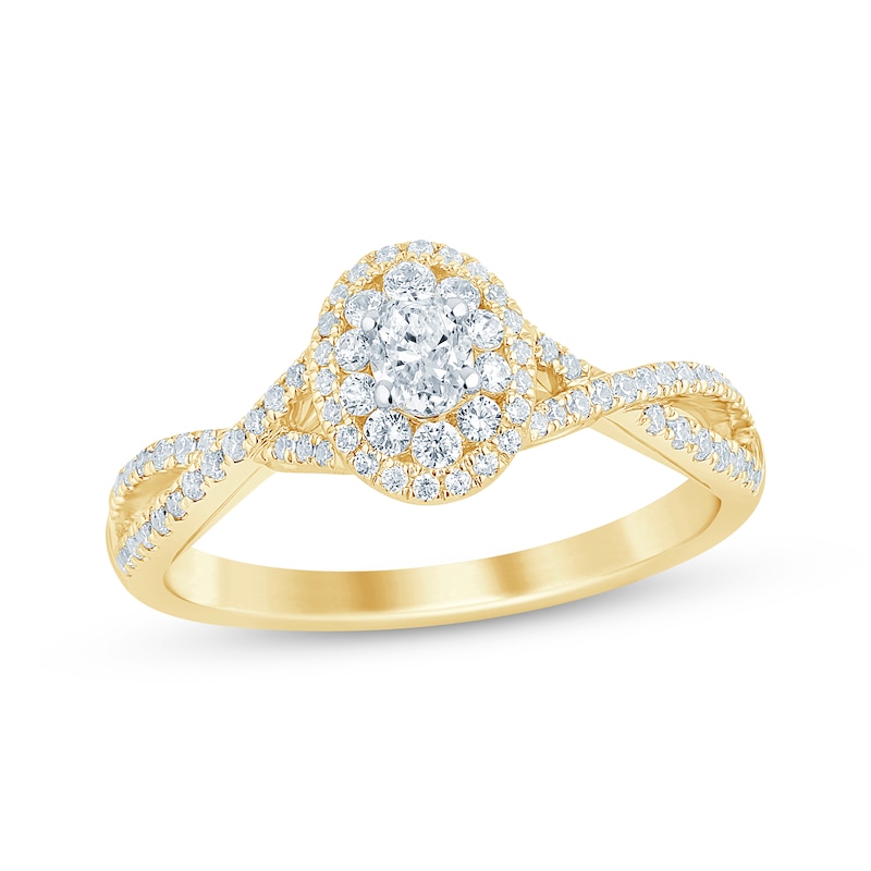 Oval-Cut Diamond Engagement Ring 1/2 ct tw 14K Yellow Gold