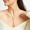 Thumbnail Image 2 of Hollow Box Chain Lariat Knot Necklace 14K Yellow Gold 18"