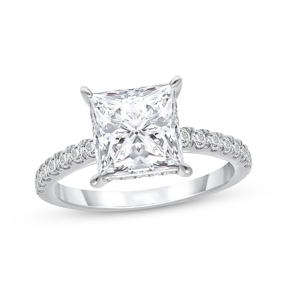 Lab-Grown Diamonds Princess-Cut Engagement Ring 3-1/2 ct tw 14K White Gold