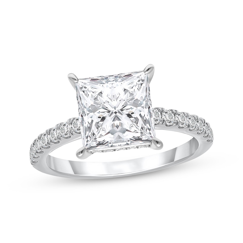 Main Image 1 of Lab-Grown Diamonds Princess-Cut Engagement Ring 3-1/2 ct tw 14K White Gold