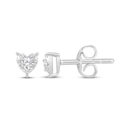 Diamond Solitaire Heart-Shaped Stud Earrings 1/8 ct tw Sterling Silver (J/I3)