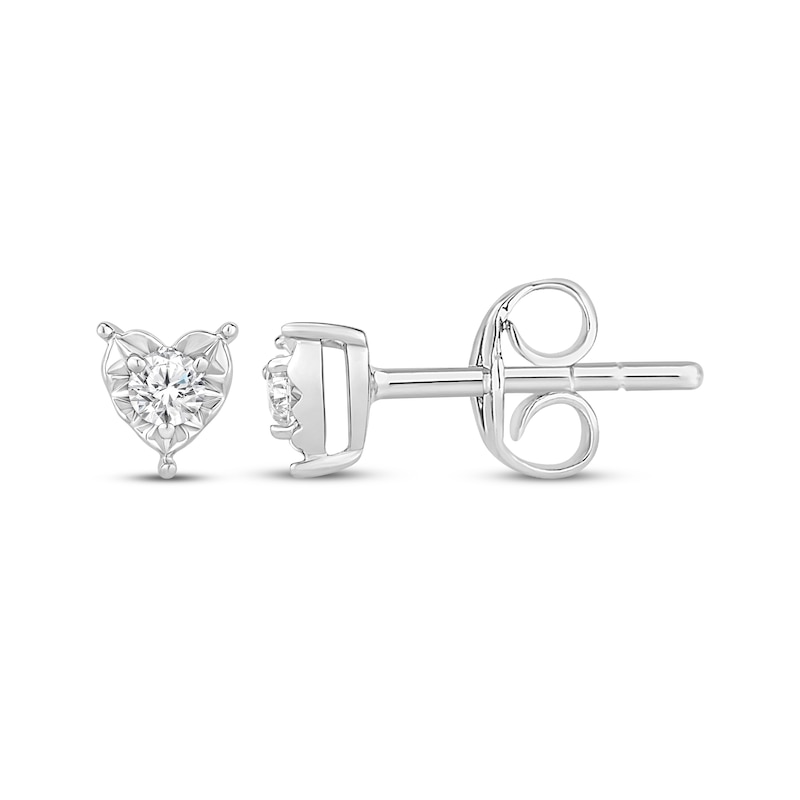 Main Image 1 of Diamond Solitaire Heart-Shaped Stud Earrings 1/8 ct tw Sterling Silver (J/I3)