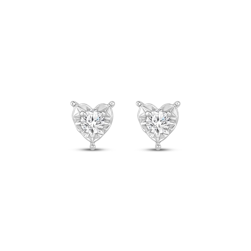 Diamond Solitaire Heart-Shaped Stud Earrings 1/8 ct tw Sterling Silver (J/I3)