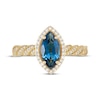 Thumbnail Image 3 of Now + Forever Marquise-Cut London Blue Topaz & Diamond Halo Engagement Ring 1/3 ct tw 10K Yellow Gold