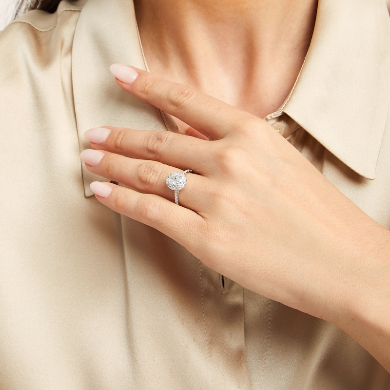 Main Image 4 of Now + Forever Oval-Cut Diamond Halo Engagement Ring 1-5/8 ct tw 14K White Gold