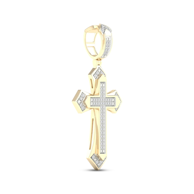 Main Image 2 of Men's Diamond Fancy Cross Charm 1/4 ct tw 10K Yellow Gold