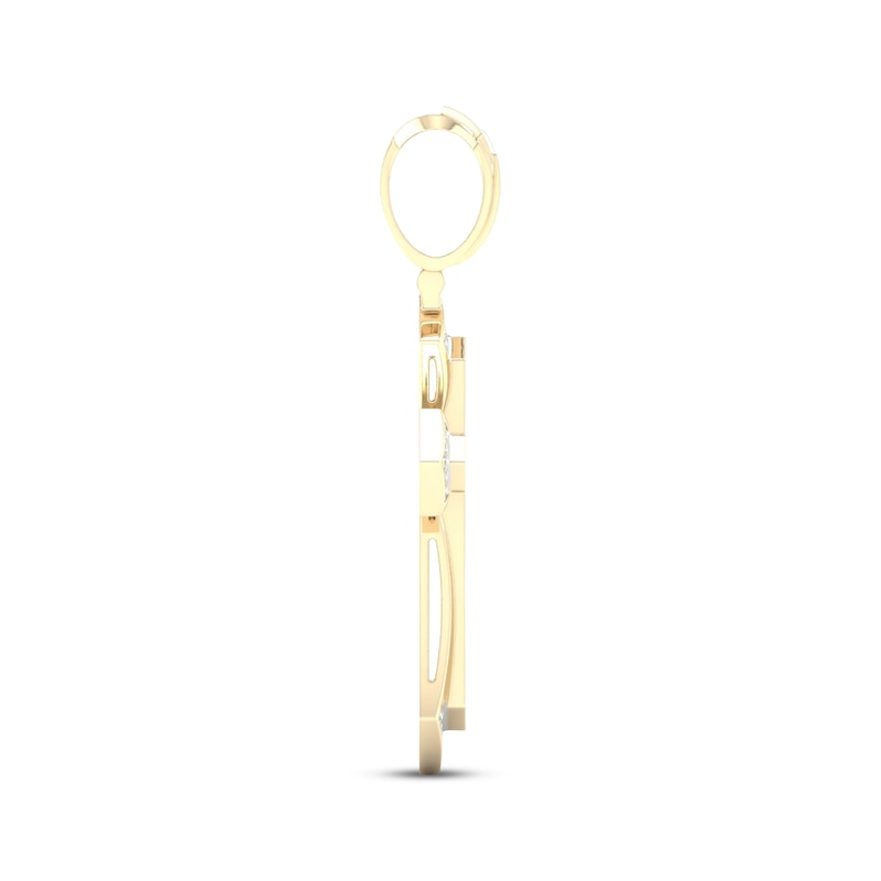 Main Image 3 of Men's Diamond Fancy Cross Charm 1/4 ct tw 10K Yellow Gold