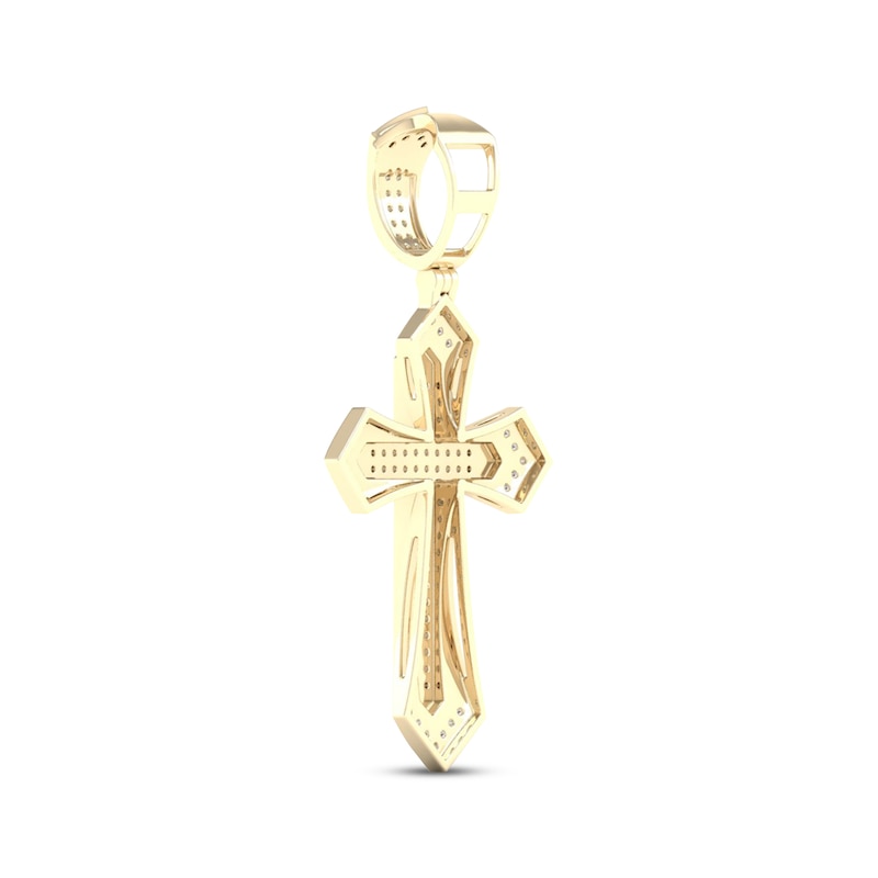 Main Image 4 of Men's Diamond Fancy Cross Charm 1/4 ct tw 10K Yellow Gold