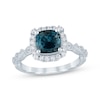 Thumbnail Image 1 of Now + Forever Cushion-Cut London Blue Topaz & Diamond Milgrain Engagement Ring 1/3 ct tw 14K White Gold
