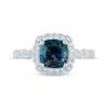 Thumbnail Image 2 of Cushion-Cut London Blue Topaz & Diamond Milgrain Engagement Ring 1/3 ct tw 14K White Gold
