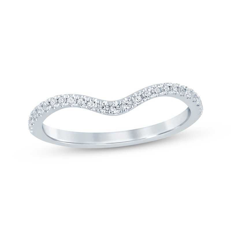 Main Image 1 of Now + Forever Diamond Contoured Wedding Band 1/6 ct tw 14K White Gold