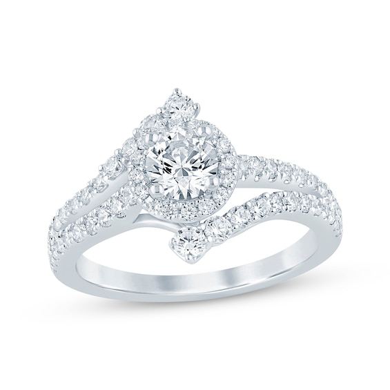 Now + Forever Round-Cut Diamond Bypass Engagement Ring 1-1/5 ct tw 14K White Gold