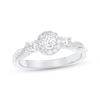 Thumbnail Image 1 of Memories Moments Magic Round-Cut Diamond Halo Three-Stone Engagement Ring 5/8 ct tw 14K White Gold