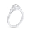 Thumbnail Image 2 of Memories Moments Magic Round-Cut Diamond Halo Three-Stone Engagement Ring 5/8 ct tw 14K White Gold