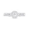 Thumbnail Image 3 of Memories Moments Magic Round-Cut Diamond Halo Three-Stone Engagement Ring 5/8 ct tw 14K White Gold