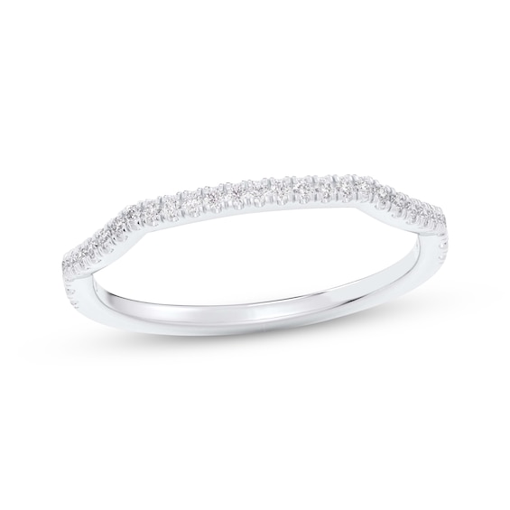 Now + Forever Diamond Contour Wedding Band 1/8 ct tw 14K White Gold
