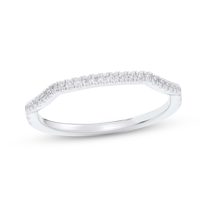 Main Image 1 of Now + Forever Diamond Contour Wedding Band 1/8 ct tw 14K White Gold
