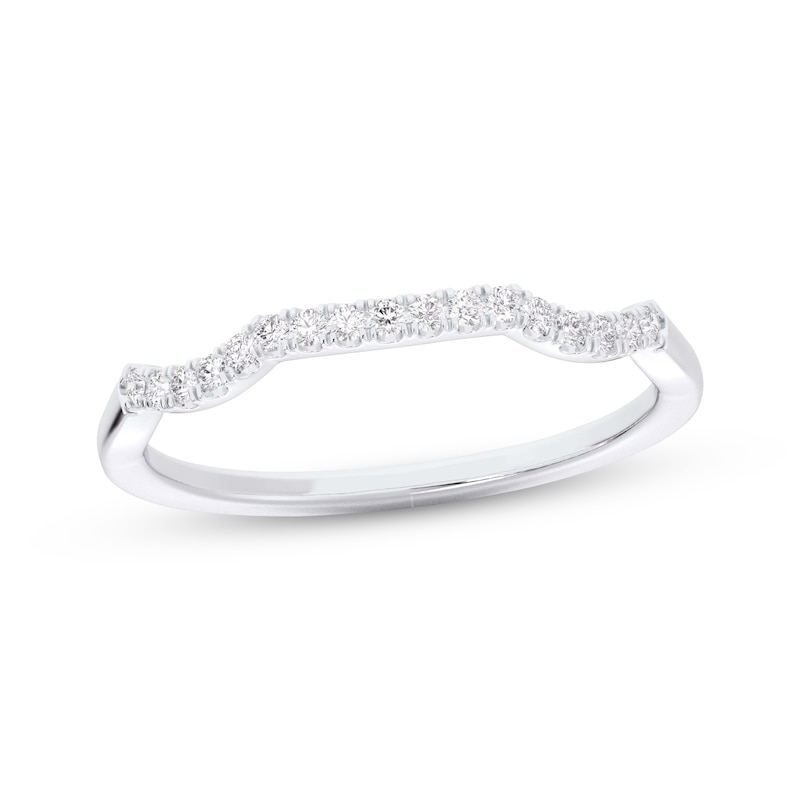 Main Image 1 of Now + Forever Diamond Contour Wedding Band 1/10 ct tw 10K White Gold